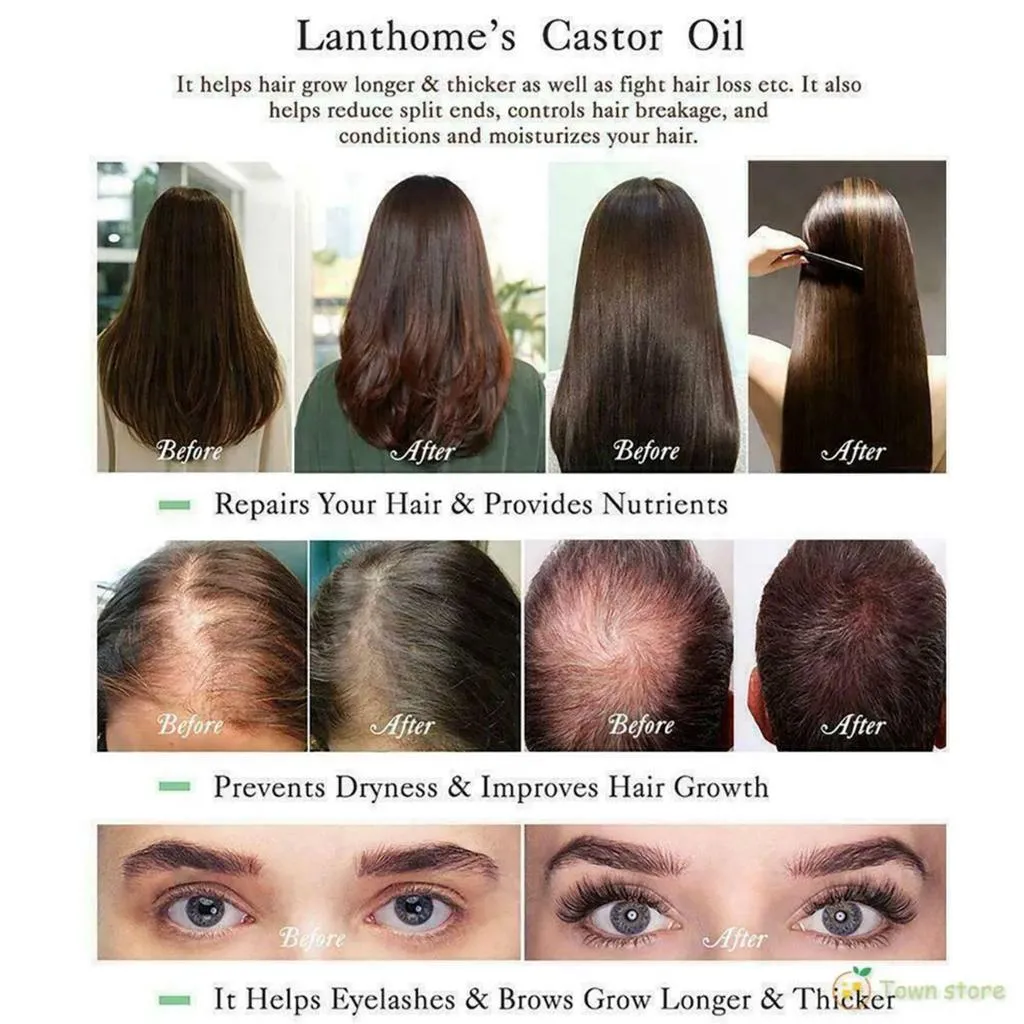 Применение касторового масла для укрепления и роста волос Касторовое масло для волос: густая желтоватая жидкость во флаконе с пипеткой на фоне роскошных длинных волос