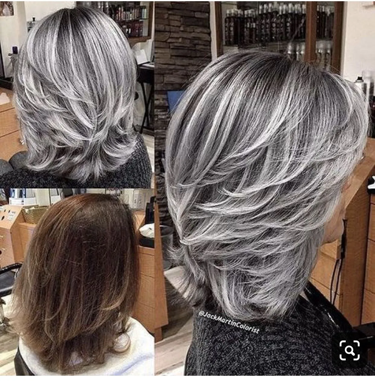 Процесс профессионального окрашивания седых волос в салоне красоты, демонстрация техники нанесения стойкой краски