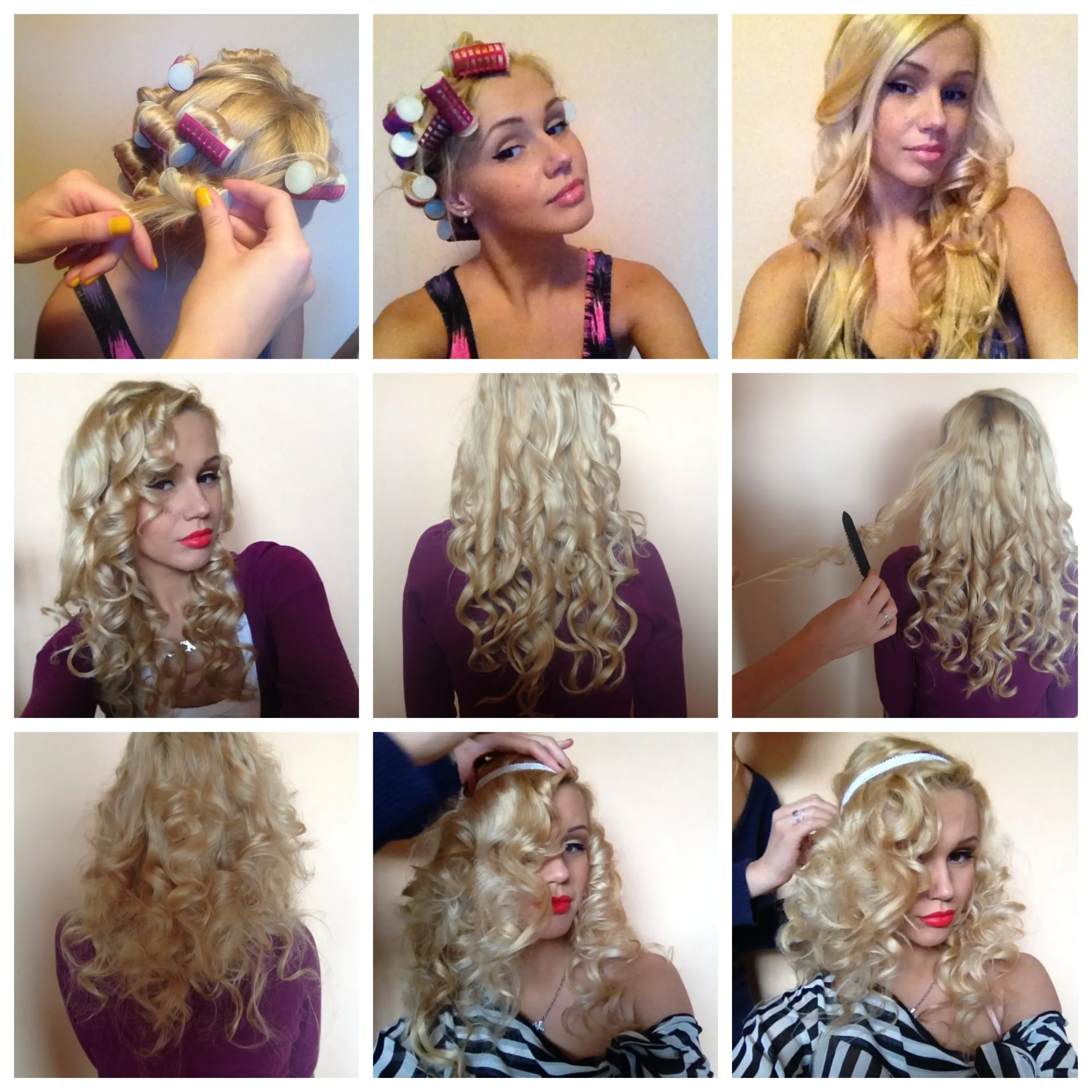 Девушка с красивыми ухоженными домашними кудрями демонстрирует технику нанесения стайлинга на влажные волосы