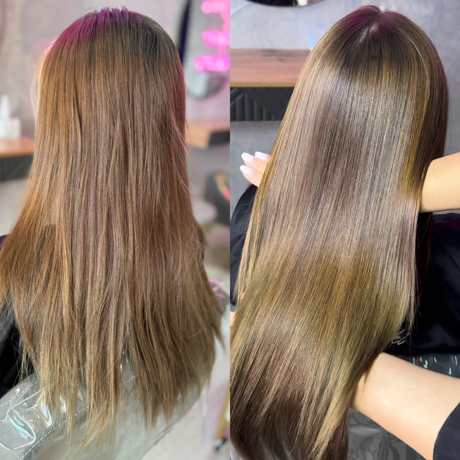 До и после кератинового выпрямления волос: сравнение блеска, гладкости и послушности прядей