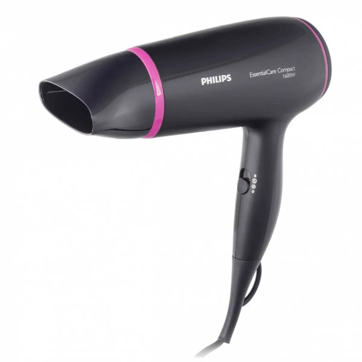 Современный профессиональный фен для волос с ионной технологией и керамическим покрытием на белом фоне