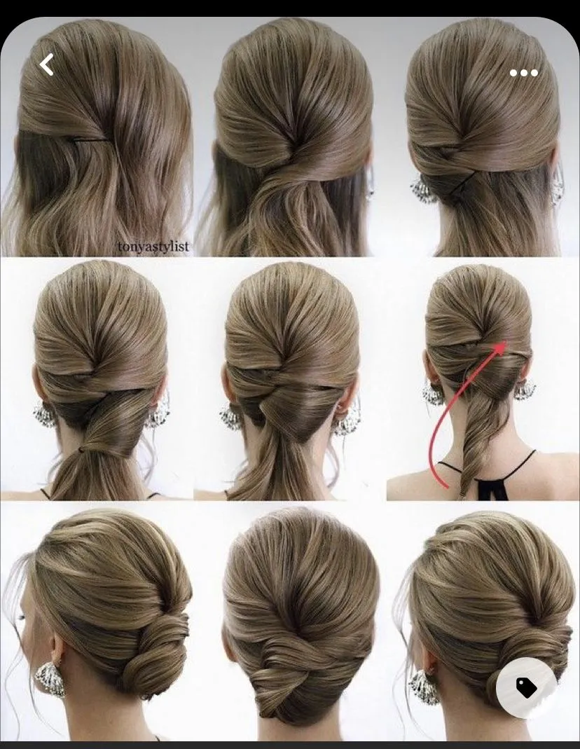 Примеры стильных и быстрых причесок на каждый день для длинных волос Девушка с длинными волосами демонстрирует несколько вариантов простых и элегантных причесок на каждый день: низкий пучок, мягкие волны и свободную косу