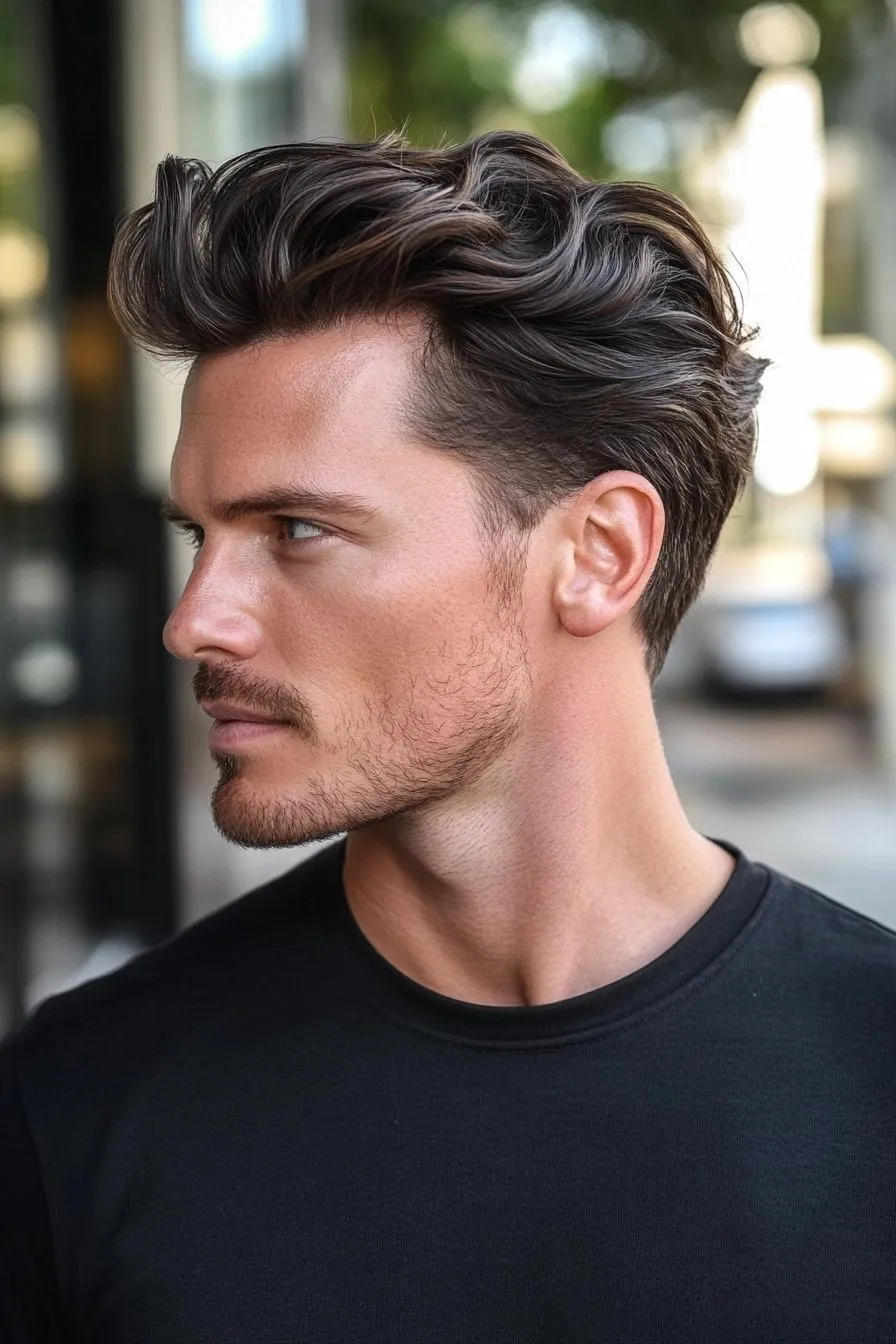 Галерея современных мужских стрижек: fade, текстурированный кроп, укладка с помадой на среднюю длину