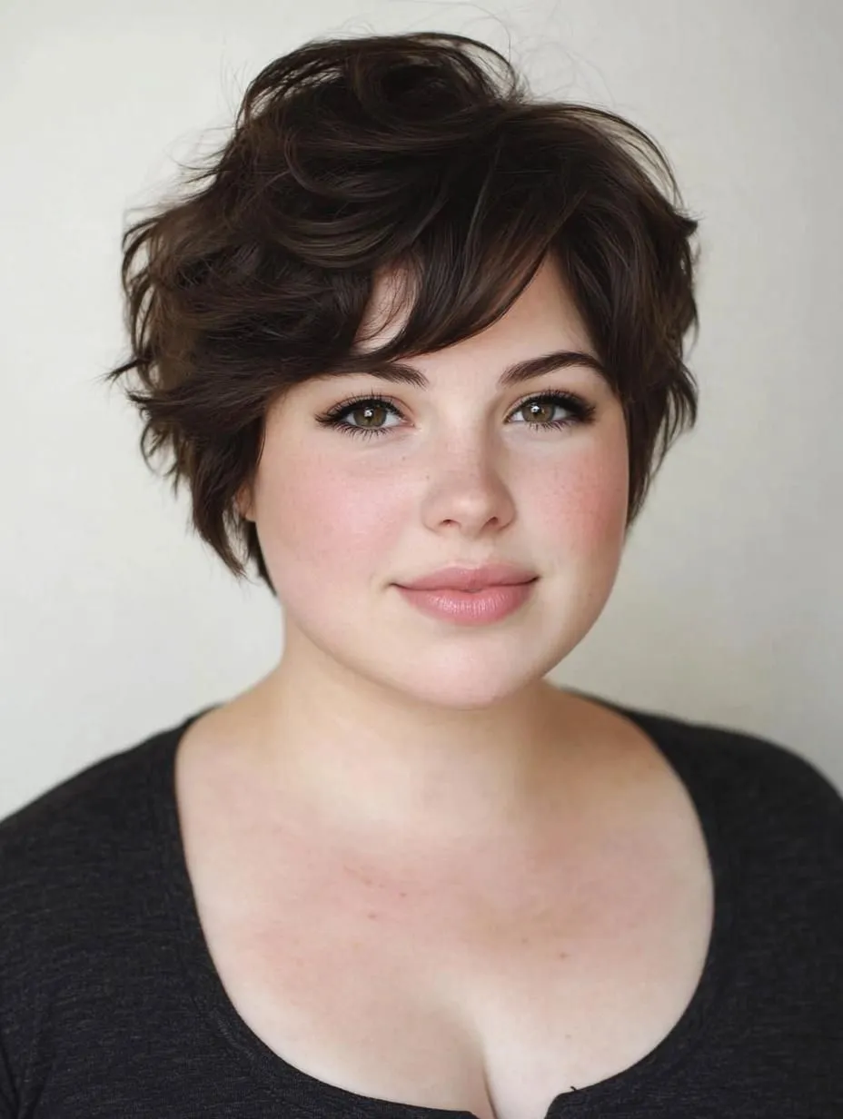 Пример удачной стрижки для квадратного лица: длинное каре с асимметричной челкой и мягкими слоями, визуально смягчающими черты