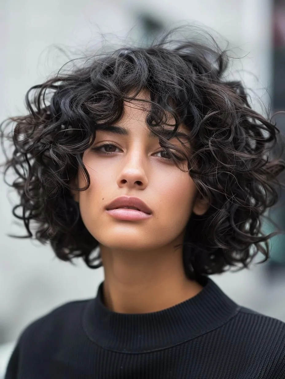 Женская стрижка для вьющихся волос, демонстрирующая объем и четкую форму завитков после профессиональной укладки