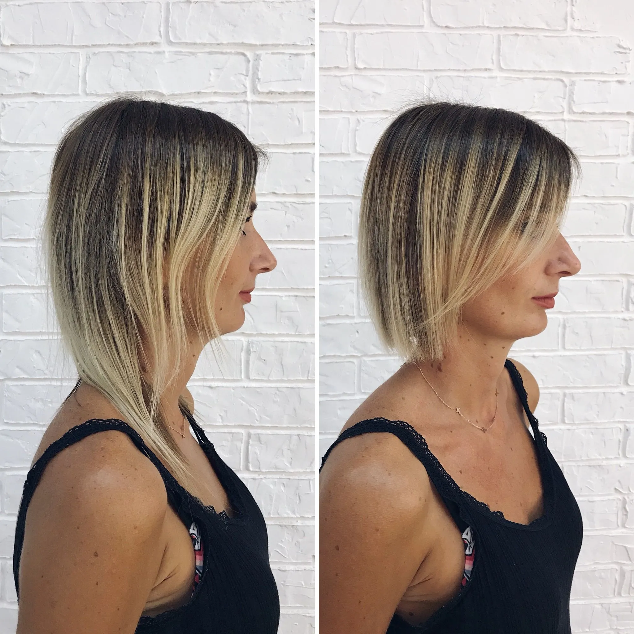 Девушка с тонкими волосами у женщин проводит диагностику состояния прядей и выбирает правильный уход